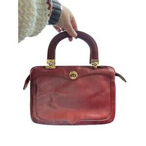 VTG Etienne Aigner Oxblood Leather Top Handle Bag Classic Career Unique Retro